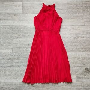 Chi Chi London Red Accordion Pleated Halter Dress Womens 4 Wedding